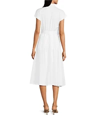 Calvin Klein Cotton Short Sleeve V-Neck Button Down Shirtdress