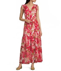 Calvin Klein Crepe Sleeveless Shoulder Tie Detail Midi Dress