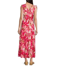 Calvin Klein Crepe Sleeveless Shoulder Tie Detail Midi Dress