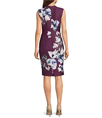 Calvin Klein Crew Neck Floral Scuba Crepe Sheath Dress