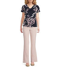 Calvin Klein Floral Cowl Neck Cap Sleeve Top