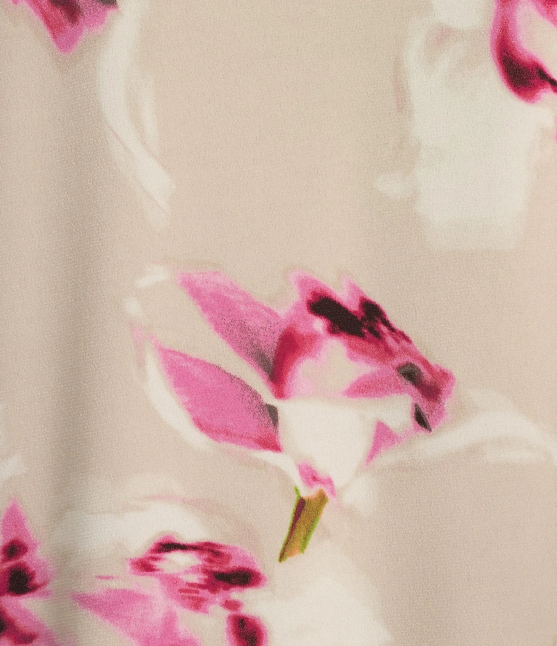 Calvin Klein Floral Matte Jersey V-Neck Flutter Short Sleeve Top