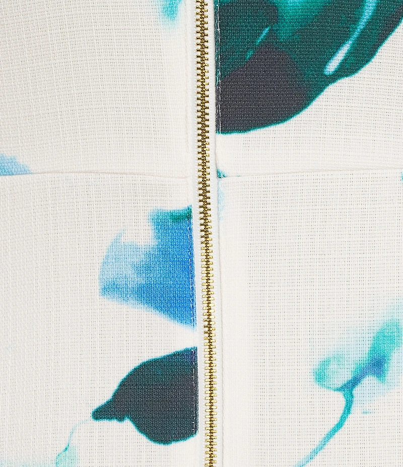 Calvin Klein Floral Print Short Sleeve Crew Neck Dress