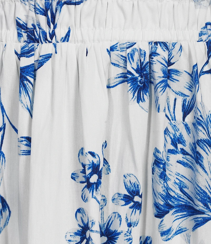 Calvin Klein Floral Print V-Neck Cotton Poplin Midi Dress
