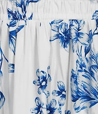 Calvin Klein Floral Print V-Neck Cotton Poplin Midi Dress