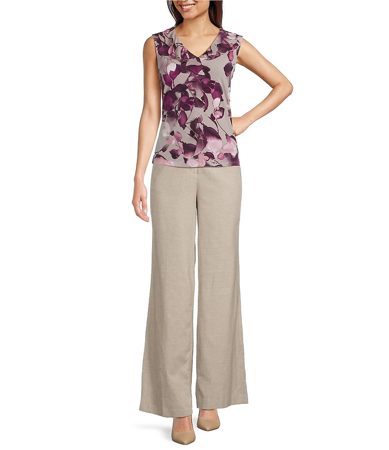 Calvin Klein Floral Ruffle V-Neck Sleeveless Cami