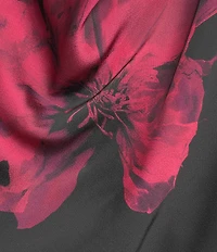 Calvin Klein Floral Satin Drape Neck Cap Sleeve Top