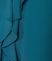 Calvin Klein Flutter Sleeve Collared Ruffle Button Front Blouse