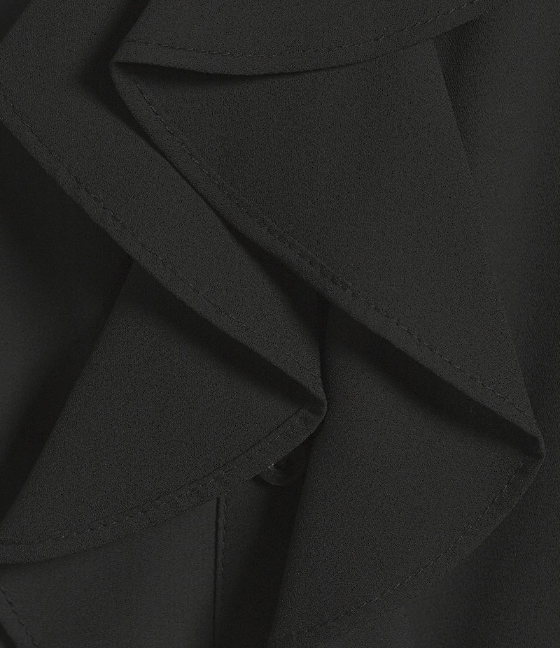 Calvin Klein Georgette Flutter Sleeve Collared Ruffle Button Front Blouse