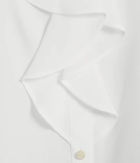 Calvin Klein Georgette Point Collar Cap Sleeve Ruffle Front Blouse