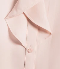 Calvin Klein Georgette Point Collar Cap Sleeve Ruffle Front Top