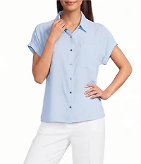 Calvin Klein Georgette Point Collar Short Sleeve Button Front Shirt