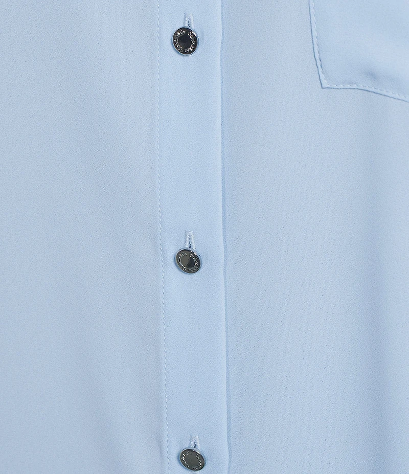 Calvin Klein Georgette Point Collar Short Sleeve Button Front Shirt