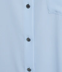 Calvin Klein Georgette Point Collar Short Sleeve Button Front Shirt