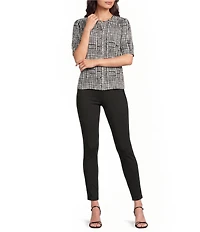 Calvin Klein Georgette Printed Crew Neck Short Sleeve Button-Front Shirt