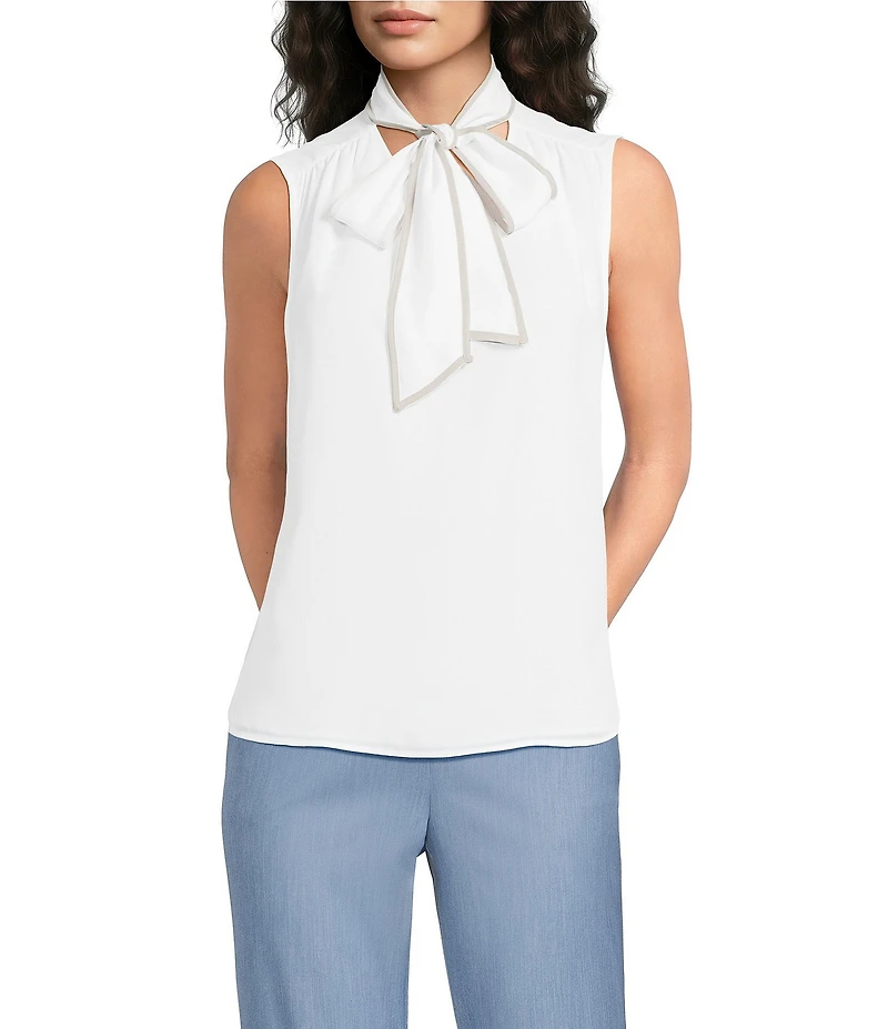 Calvin Klein Georgette Tie Neck Sleeveless Top