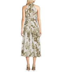 Calvin Klein Halter Neck Floral Print A Line Midi Dress