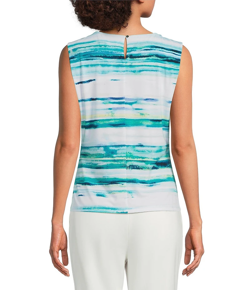 Calvin Klein Jersey Knit Pleated Crew Neck Sleeveless Cami