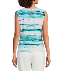 Calvin Klein Jersey Knit Pleated Crew Neck Sleeveless Cami