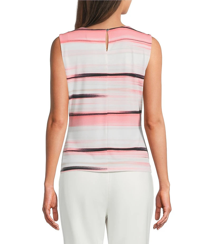 Calvin Klein Jersey Knit Pleated Crew Neck Sleeveless Cami
