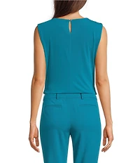 Calvin Klein Jersey Knit Pleated Crew Neck Sleeveless Cami