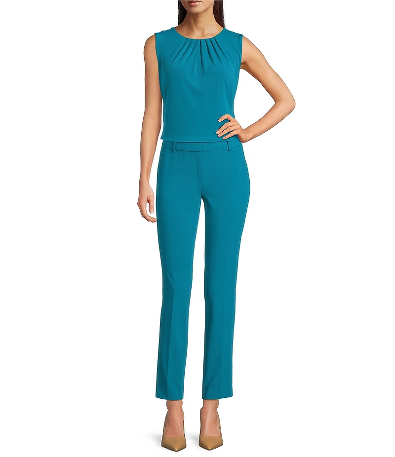 Calvin Klein Jersey Knit Pleated Crew Neck Sleeveless Cami