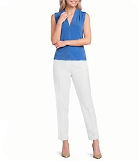 Calvin Klein Jersey Knit V-Neck Shoulder Pleat Sleeveless Top