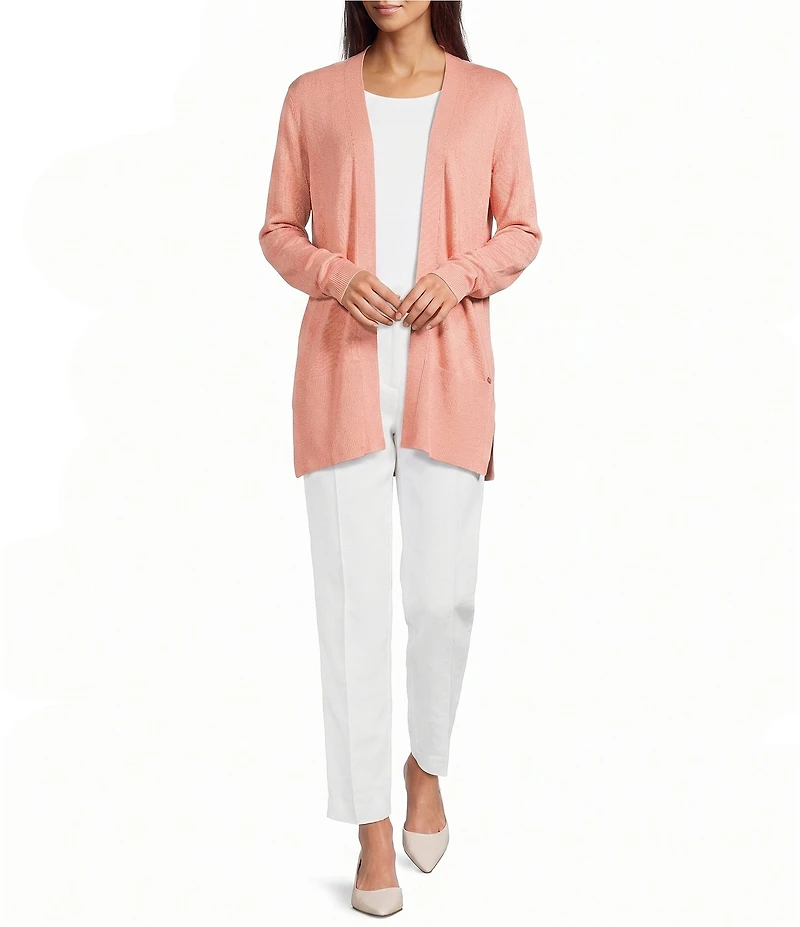 Calvin Klein Knit Collarless Long Sleeve Open Front Cardigan