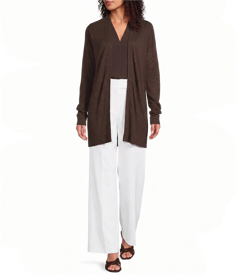 Calvin Klein Knit Collarless Long Sleeve Open Front Cardigan