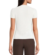 Calvin Klein Knit Crew Neck Cap Sleeve Button Front Top