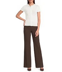 Calvin Klein Knit Crew Neck Cap Sleeve Button Front Top
