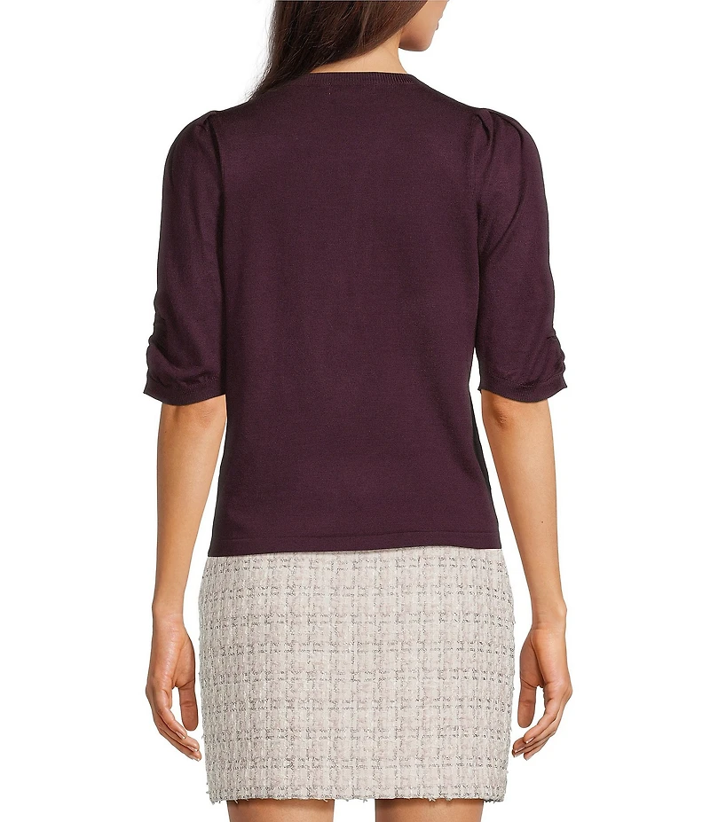 Calvin Klein Knit Crew Neck Short Puff Sleeve Top