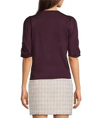 Calvin Klein Knit Crew Neck Short Puff Sleeve Top