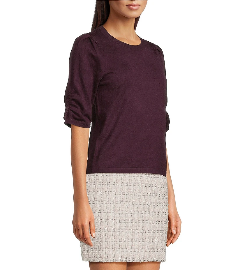 Calvin Klein Knit Crew Neck Short Puff Sleeve Top