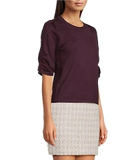 Calvin Klein Knit Crew Neck Short Puff Sleeve Top