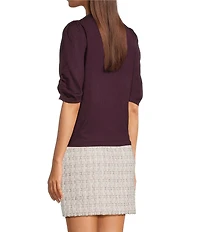 Calvin Klein Knit Crew Neck Short Puff Sleeve Top