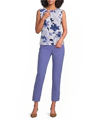 Calvin Klein Knit Jersey Floral Pleated Crew Neck Sleeveless Cami