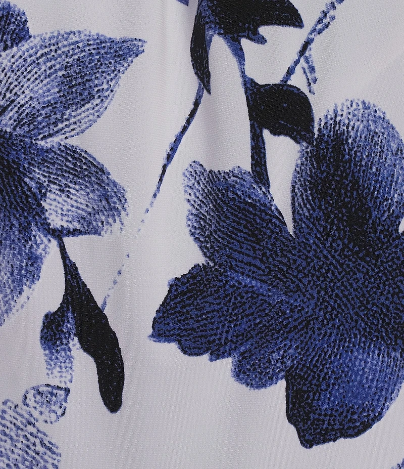 Calvin Klein Knit Jersey Floral Pleated Crew Neck Sleeveless Cami
