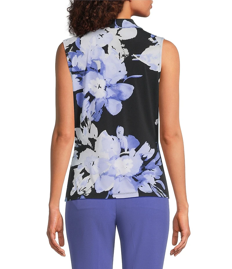 Calvin Klein Knit Jersey Floral V-Neck Sleeveless Top