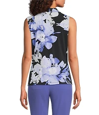 Calvin Klein Knit Jersey Floral V-Neck Sleeveless Top