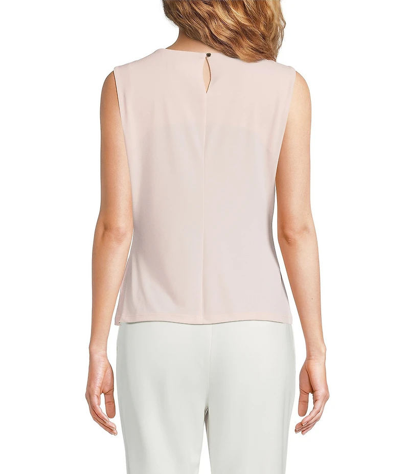 Calvin Klein Knit Jersey Pleated Crew Neck Sleeveless Cami