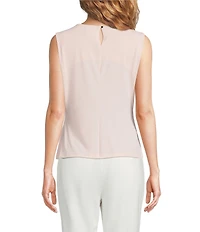 Calvin Klein Knit Jersey Pleated Crew Neck Sleeveless Cami