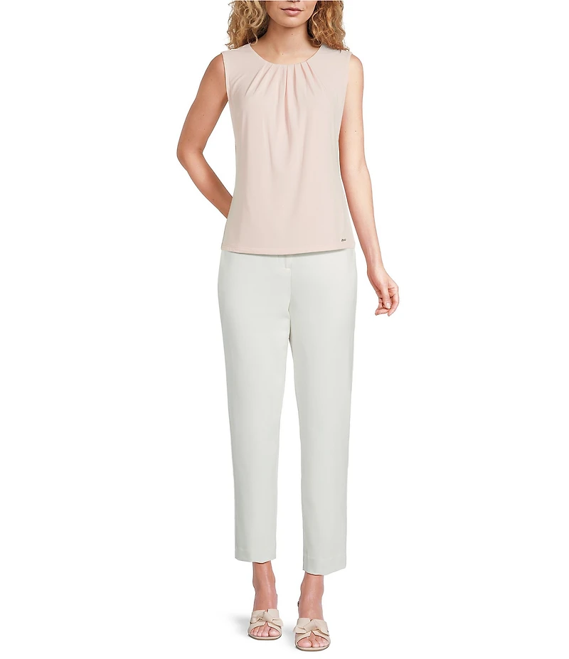 Calvin Klein Knit Jersey Pleated Crew Neck Sleeveless Cami