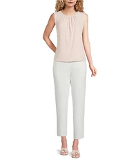 Calvin Klein Knit Jersey Pleated Crew Neck Sleeveless Cami