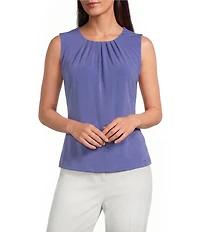 Calvin Klein Knit Jersey Pleated Crew Neck Sleeveless Cami