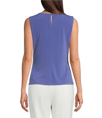 Calvin Klein Knit Jersey Pleated Crew Neck Sleeveless Cami