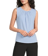 Calvin Klein Knit Jersey Pleated Crew Neck Sleeveless Cami Top