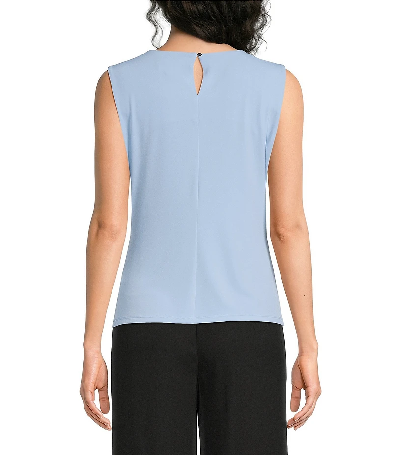Calvin Klein Knit Jersey Pleated Crew Neck Sleeveless Cami Top