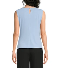Calvin Klein Knit Jersey Pleated Crew Neck Sleeveless Cami Top