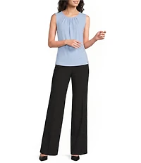 Calvin Klein Knit Jersey Pleated Crew Neck Sleeveless Cami Top